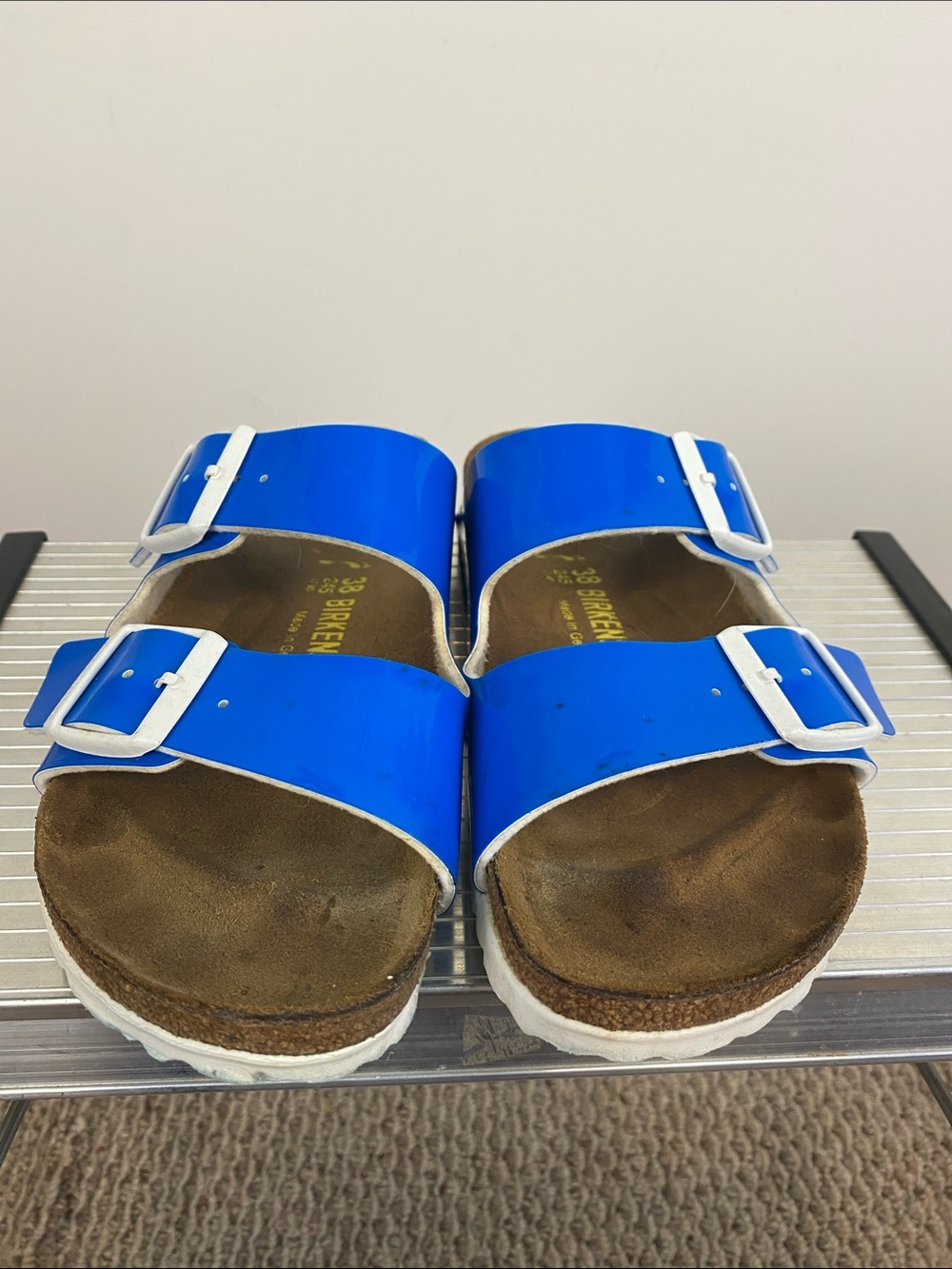 Birkenstock Royal Blue Patent Leather Two-Buckle Women’s Slip-on Sandals